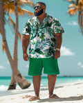 Big & Tall Hawaiian Graphic Floral T-Shirt Shorts Set for big men view 1