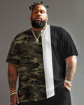 Big & Tall Colorblock Camouflage Two-piece Set for big men view 3