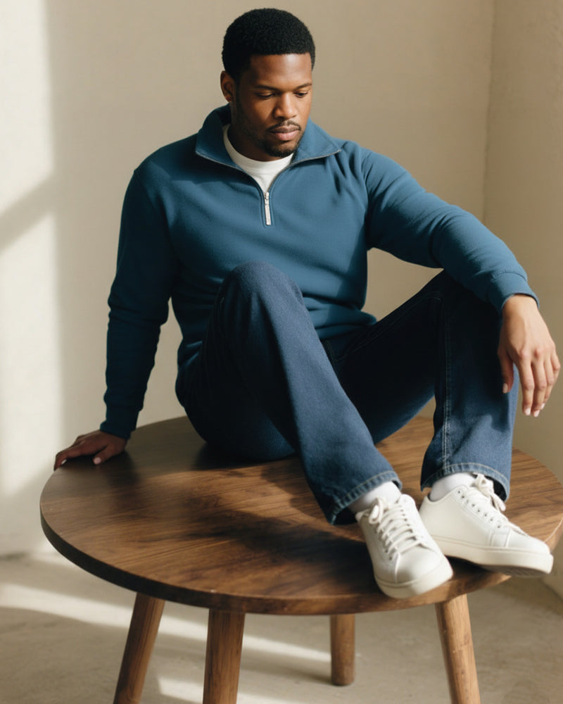 Big & Tall Blue Solid Color Polo Shirt for big men view 7