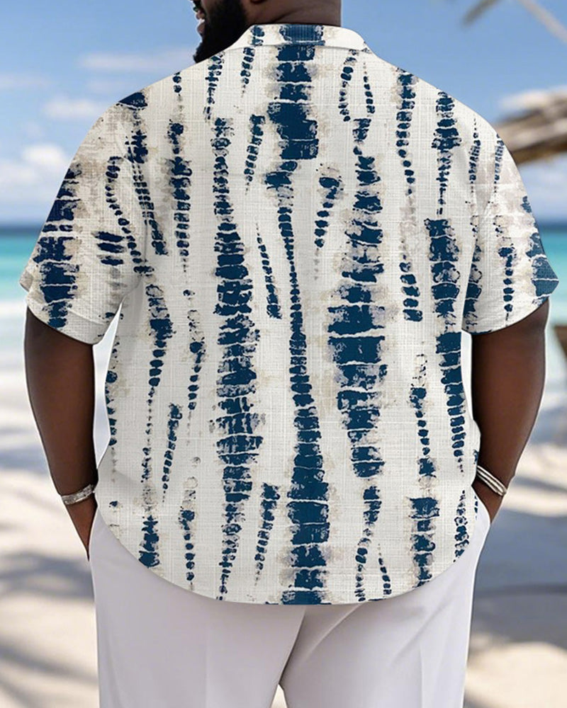 Big & Tall White Blue Hawaiian Short Sleeve Shirt for big men view 2