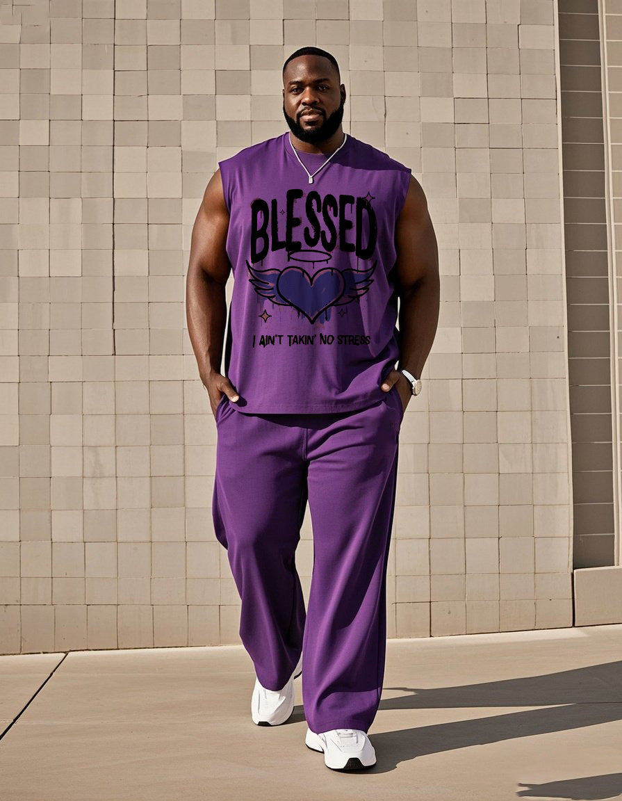 Big & Tall Graphic Streetwear Vest Pants Set for big men view 2