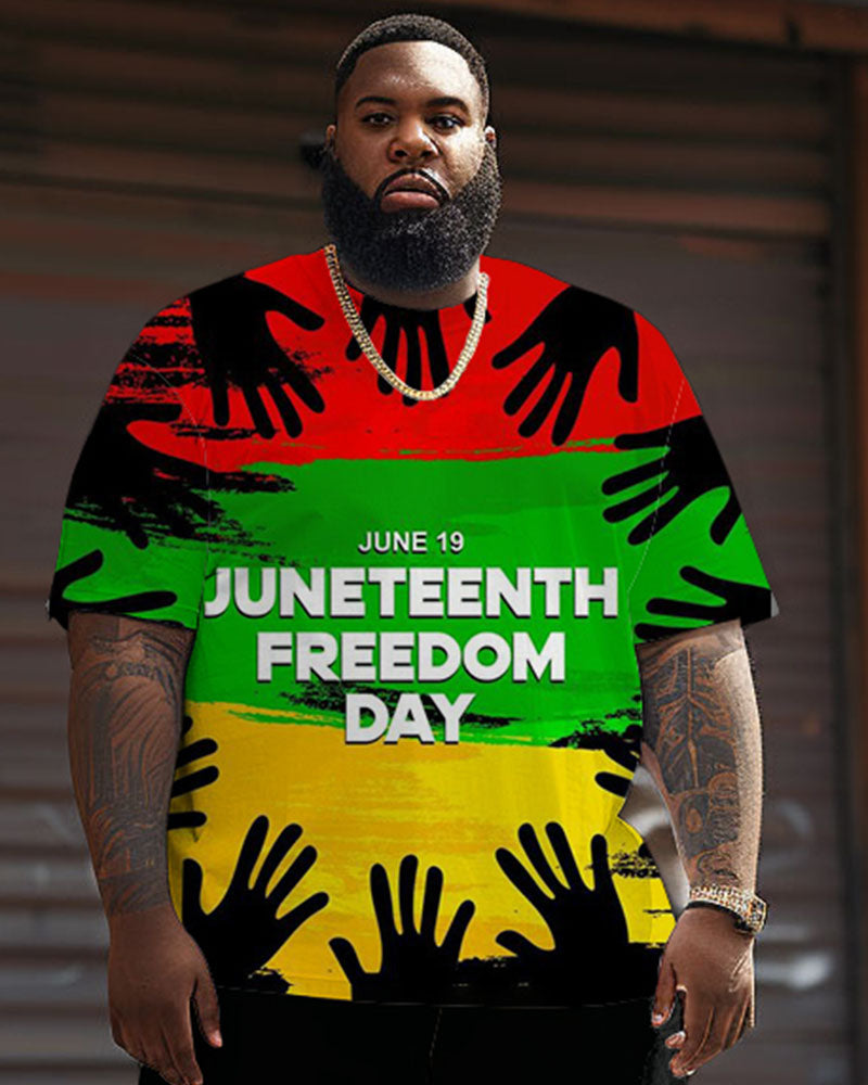 Big & Tall Juneteenth T-Shirt Shorts Set for big men view 3