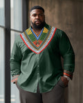 Big & Tall Green Business Casual Long Sleeve Shirt for big men