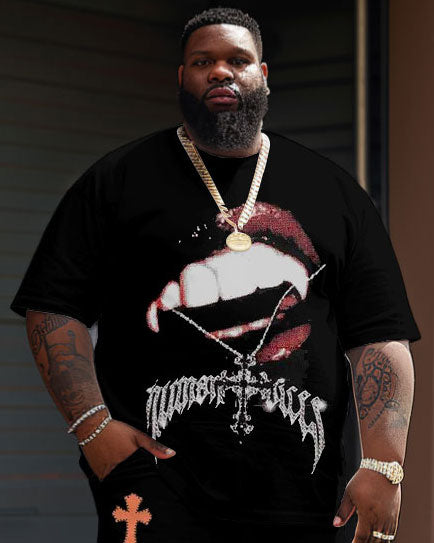 Big & Tall Streetwear T-Shirt Shorts Set for big men view 2