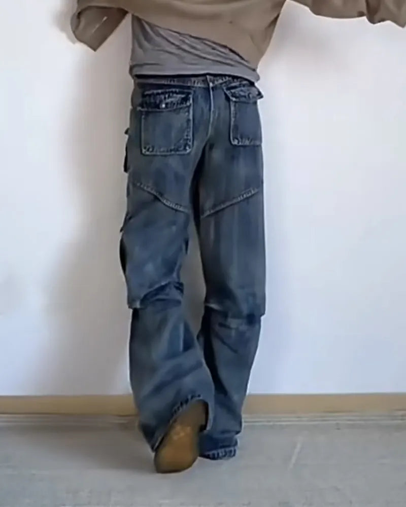 Big & Tall Denim Washed Vintage Jeans for big men view 3