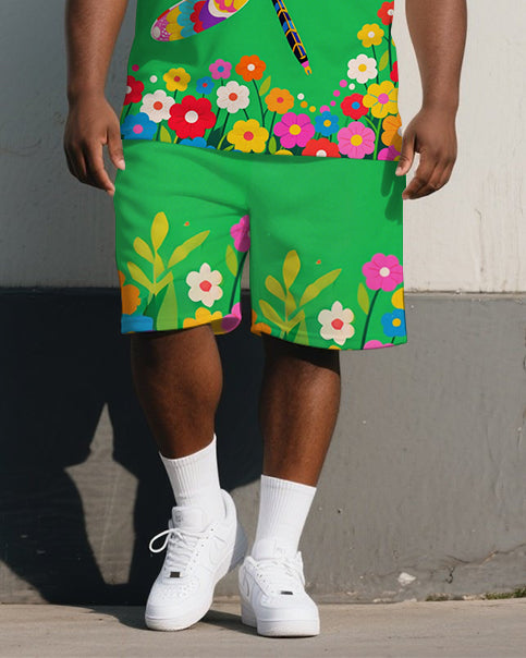 Big & Tall Floral Polo Shorts Set for big men view 3