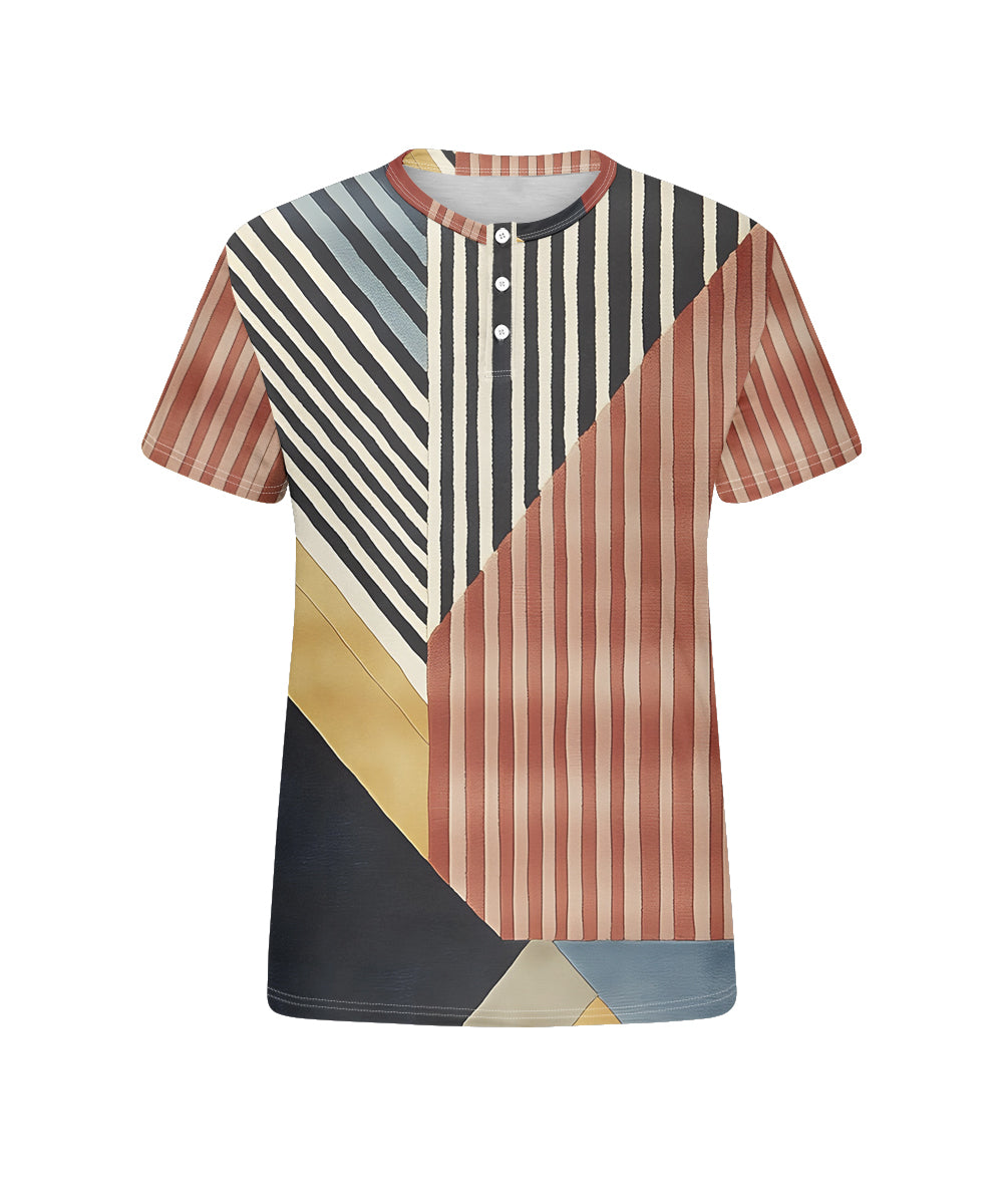 Big & Tall Red Geometric Striped T-Shirt for big men view 4