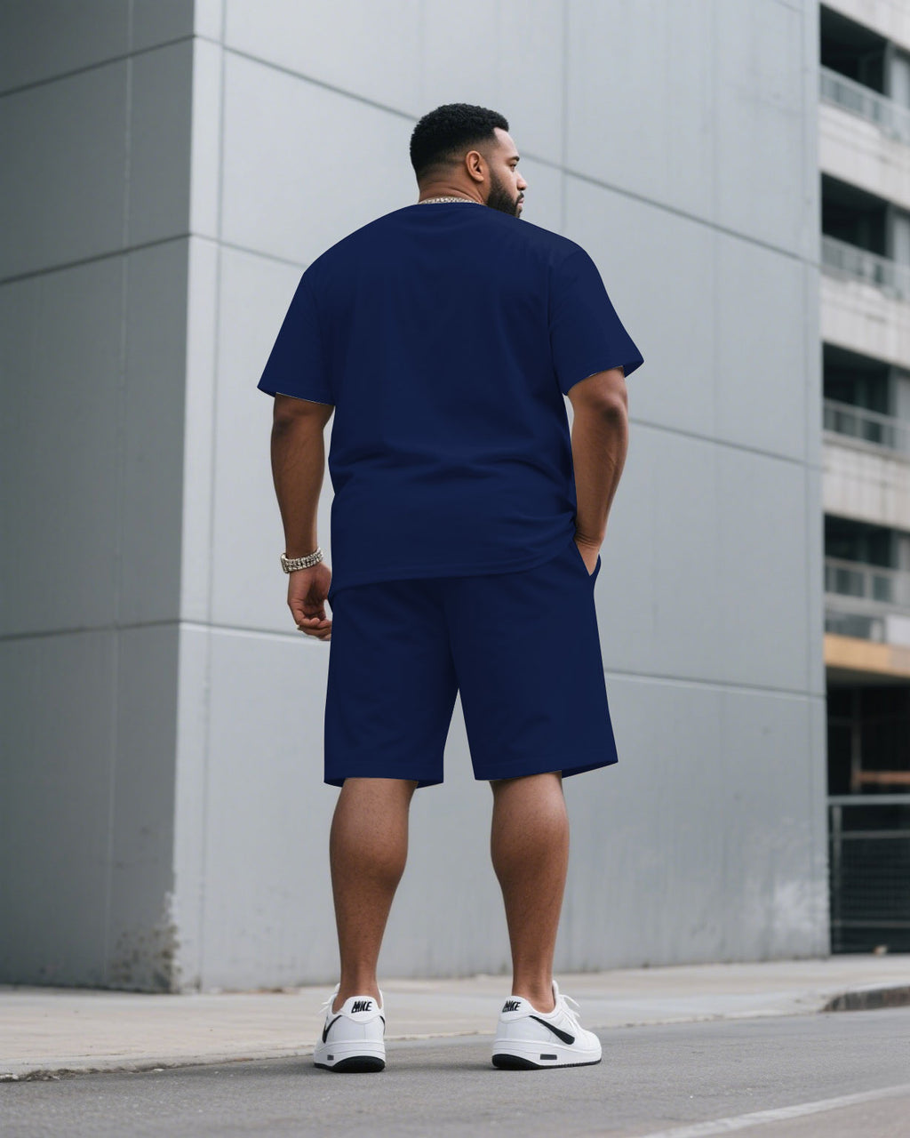 Big & Tall Khaki Red Streetwear T-Shirt Pants Set for big men view 8
