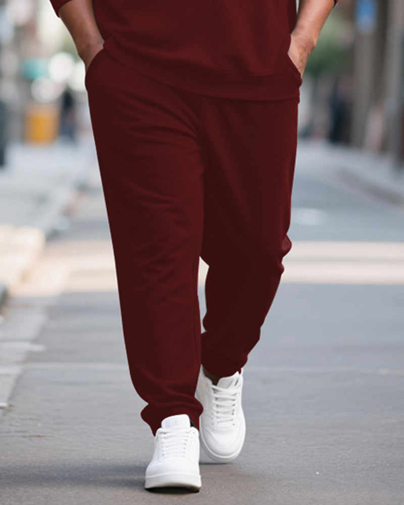 Big & Tall Red Striped Two-piece Set for big men view 3