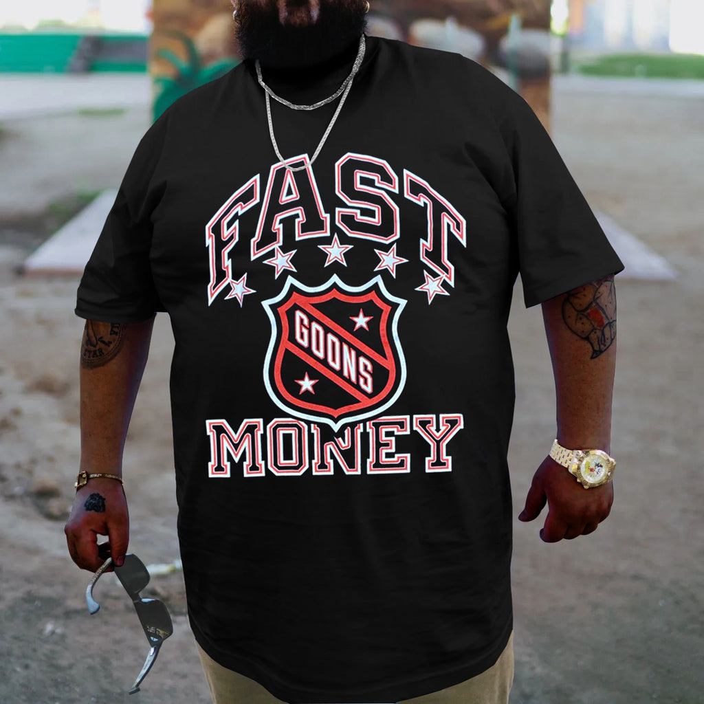 Big & Tall Black Graphic Streetwear T-Shirt for big men view 1