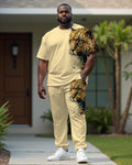 Big & Tall Colorblock Streetwear T-Shirt Pants Set for big men view 2