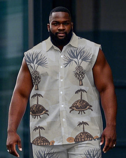 Big & Tall Hawaiian T-Shirt Shorts Set for big men view 2