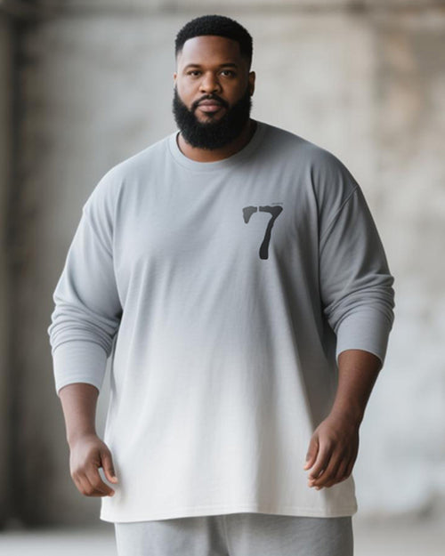 Big & Tall Gray Gradient T-Shirt Pants Set for big men view 2