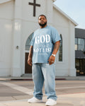 Big & Tall Denim T-Shirt Pants Set for big men view 1
