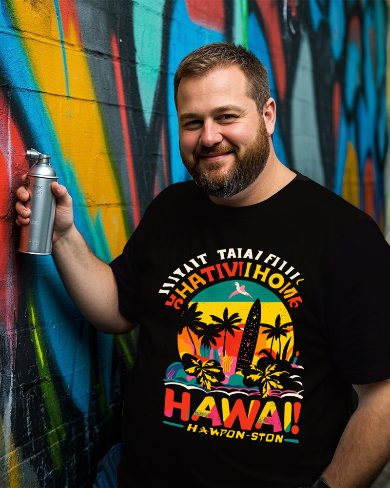 Big & Tall Hawaiian Graphic T-Shirt for big men view 1