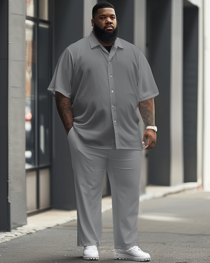Big & Tall Solid Color T-Shirt Pants Set for big men view 9