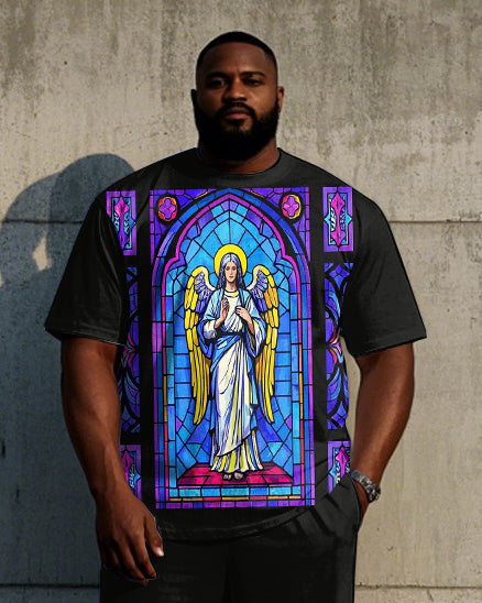 Big & Tall Graffiti T-Shirt Pants Set for big men view 2
