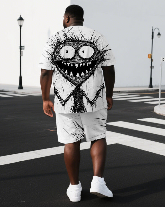 Big & Tall Graphic T-Shirt Shorts Set for big men view 1