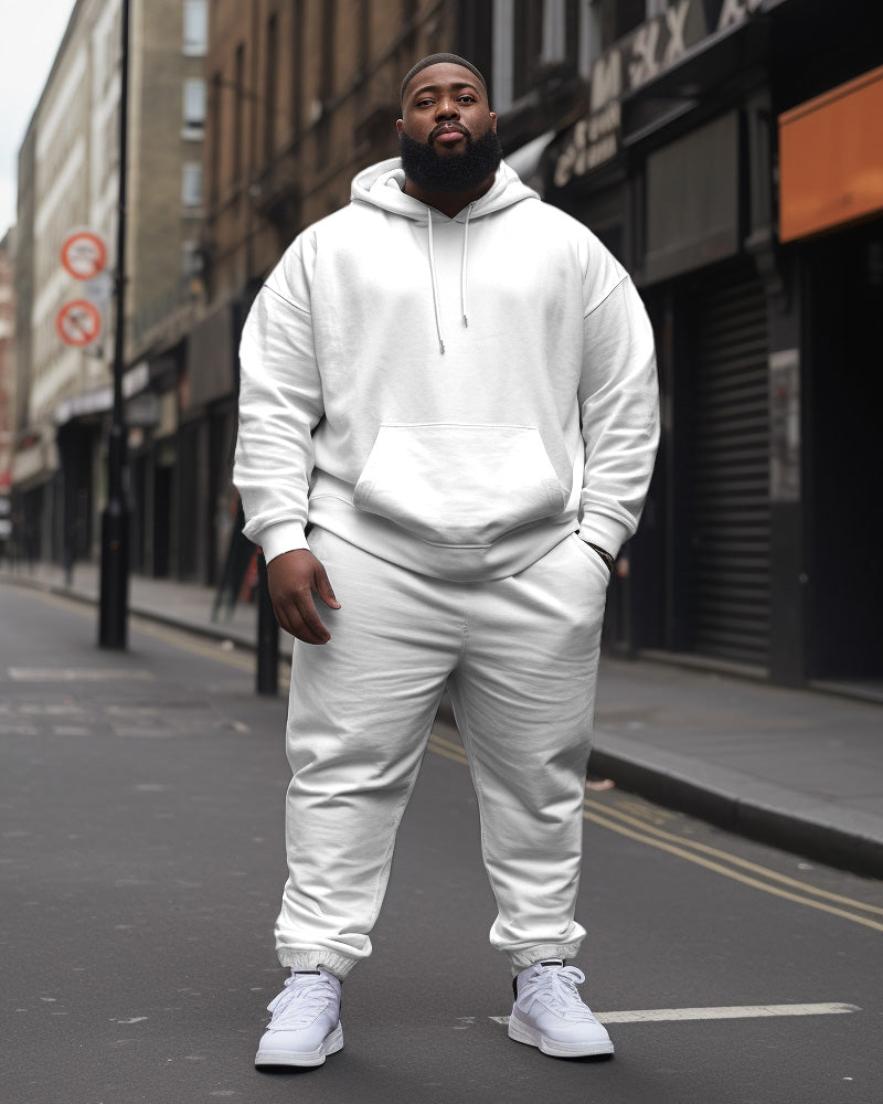 Big & Tall Solid Color Hoodie Sweatpants Set for big men view 9