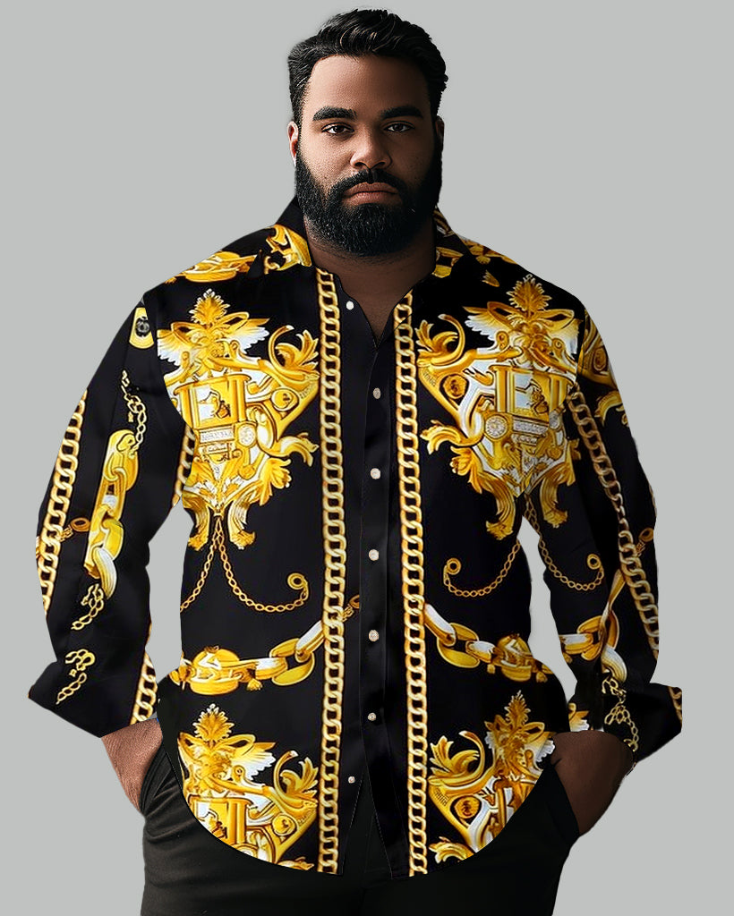 Big & Tall Geometric Long Sleeve Shirt for big men