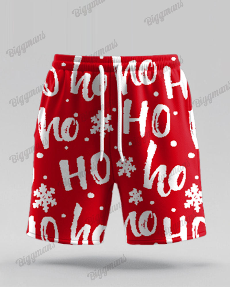 Big & Tall Red Graphic T-Shirt Shorts Set for big men view 4