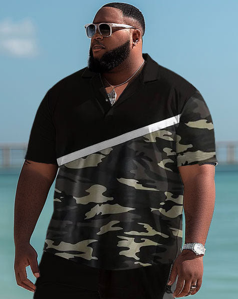 Big & Tall Colorblock Graphic Two-piece Set for big men view 3