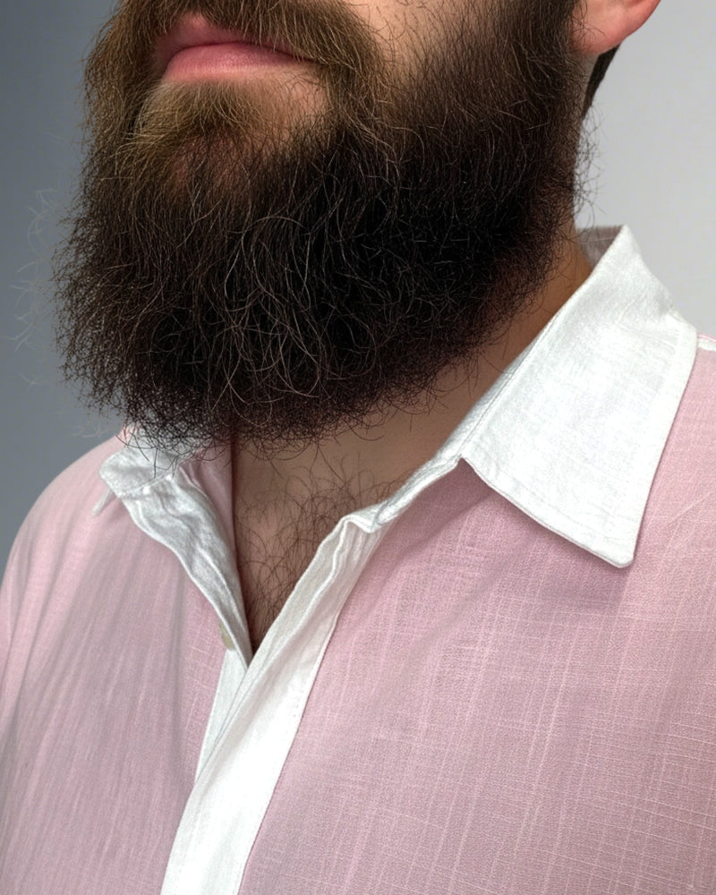Big & Tall Pink Solid Color Long Sleeve Shirt for big men view 5
