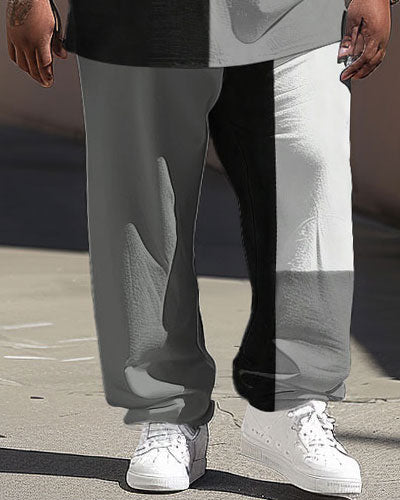 Big & Tall Colorblock Streetwear T-Shirt Pants Set for big men view 3
