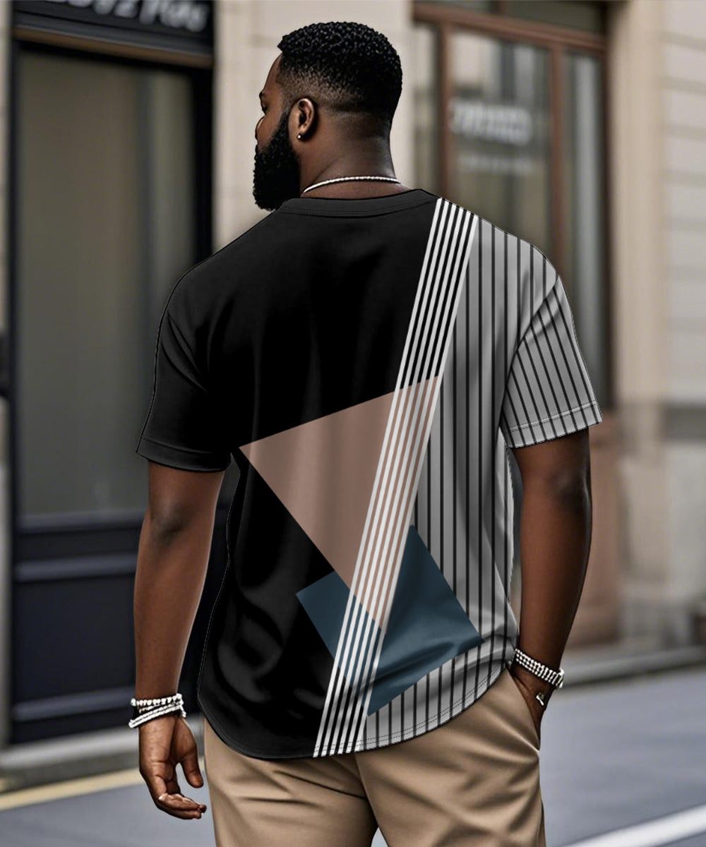 Big & Tall Black Striped Graphic T-Shirt for big men view 2