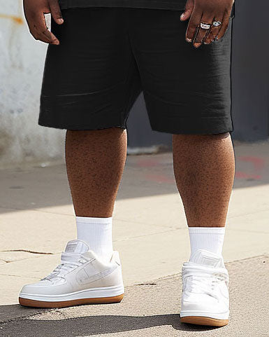 Big & Tall Black White Colorblock Two-piece Set for big men view 4