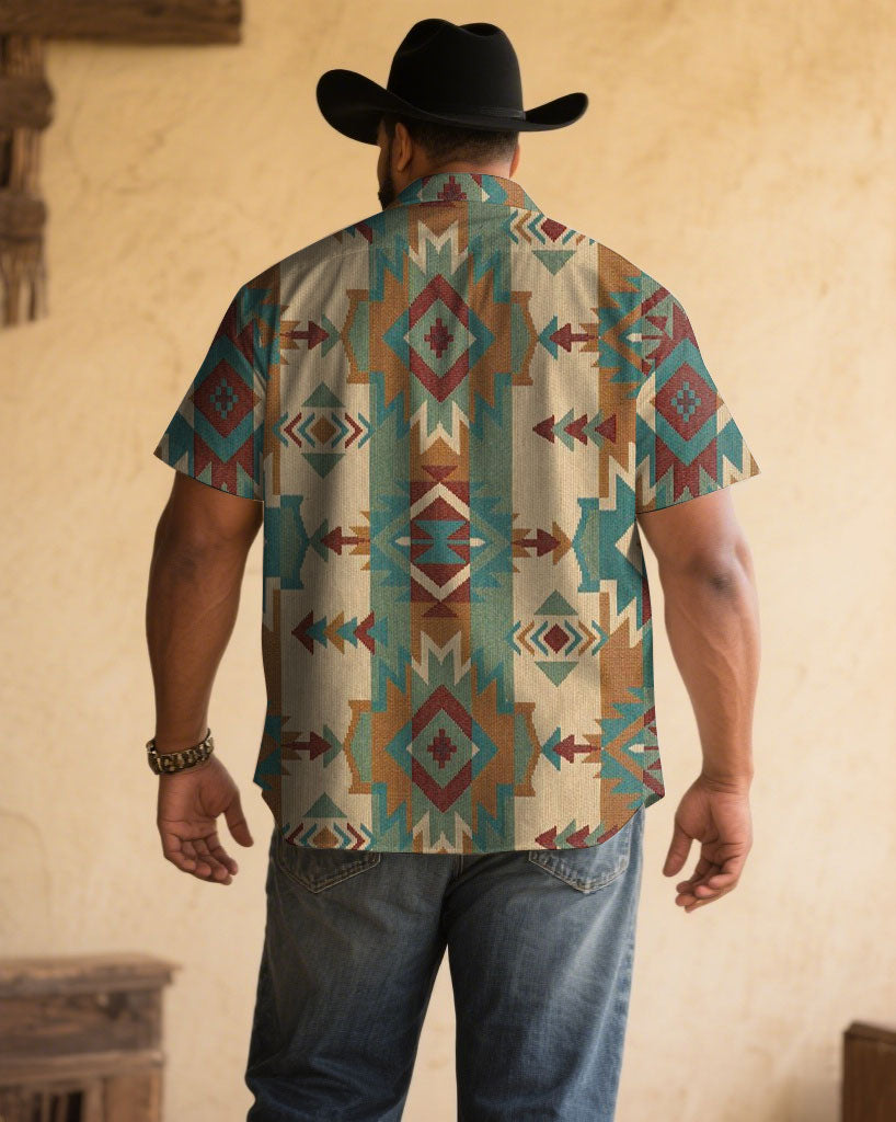Big & Tall Western Denim Graphic Short Sleeve Shirt for big men view 2