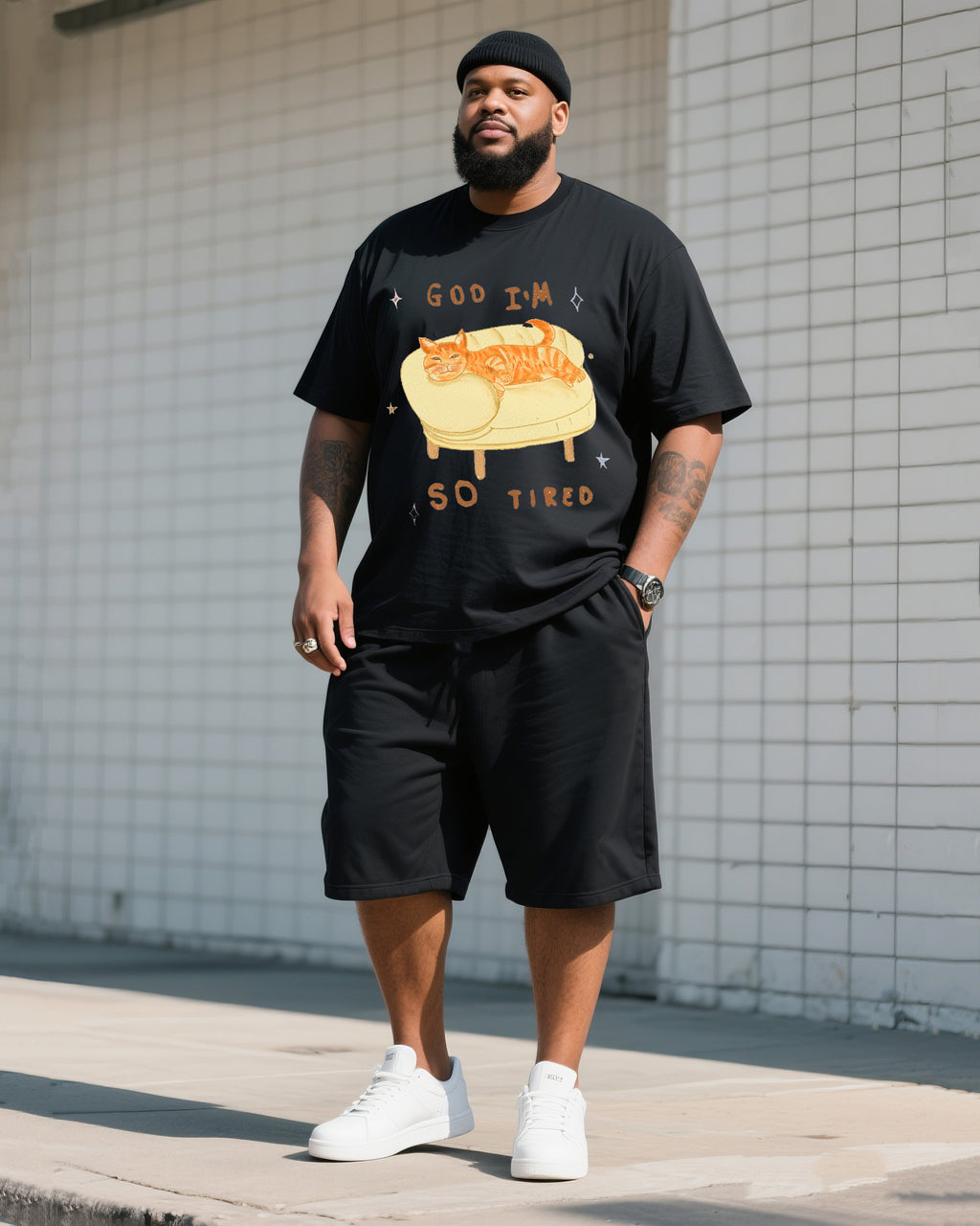 Big & Tall Graphic T-Shirt Shorts Set for big men view 2
