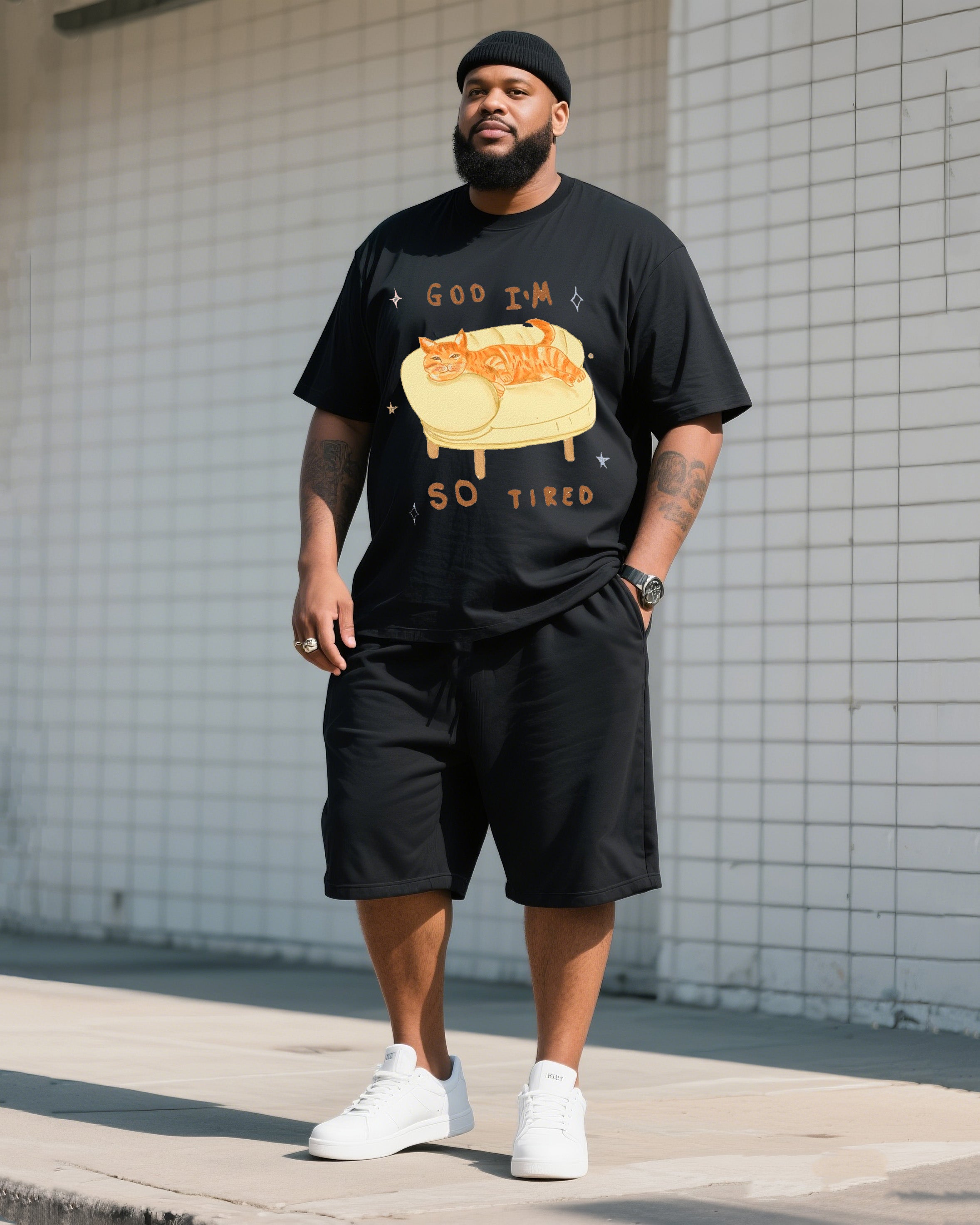 Big & Tall Graphic T-Shirt Shorts Set for big men view 2