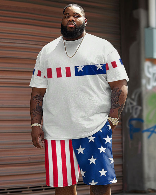 Big & Tall Graphic T-Shirt Shorts Set for big men view 1