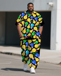 Big & Tall Graffiti Streetwear T-Shirt Pants Set for big men view 1