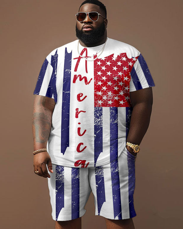 Big & Tall Graphic T-Shirt Shorts Set for big men view 1