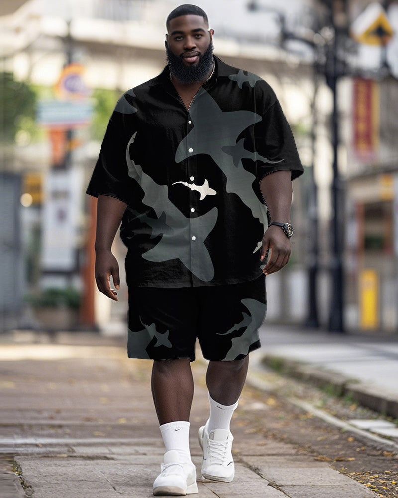 Big & Tall Hawaiian Graphic T-Shirt Shorts Set for big men view 1