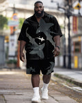 Big & Tall Hawaiian Graphic T-Shirt Shorts Set for big men view 1