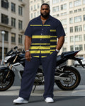 Big & Tall Blue Yellow T-Shirt Pants Set for big men view 1