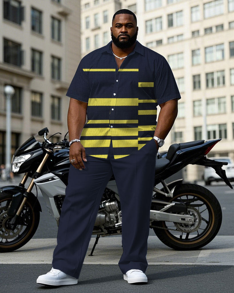 Big & Tall Blue Yellow T-Shirt Pants Set for big men view 1