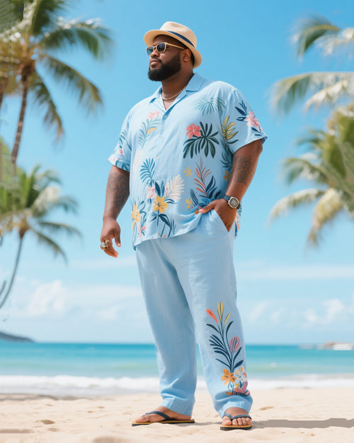 Big & Tall Floral T-Shirt Pants Set for big men view 1