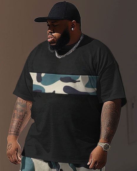Big & Tall Colorblock Camouflage Two-piece Set for big men view 2