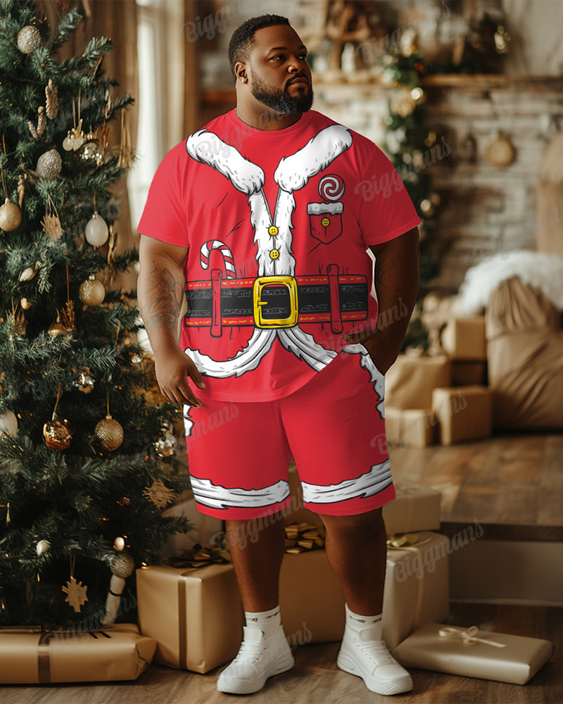 Big & Tall Red Graphic T-Shirt Shorts Set for big men view 1