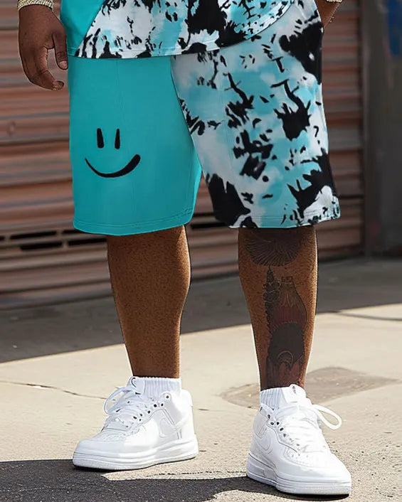 Big & Tall Graphic Smiley T-Shirt Shorts Set for big men view 3