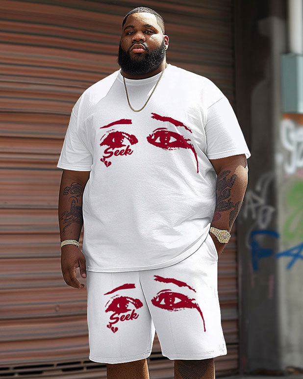 Big & Tall Graphic Streetwear T-Shirt Shorts Set for big men view 1