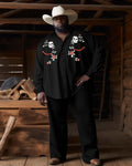 Big & Tall Western Denim Floral Two-piece Set for big men view 1
