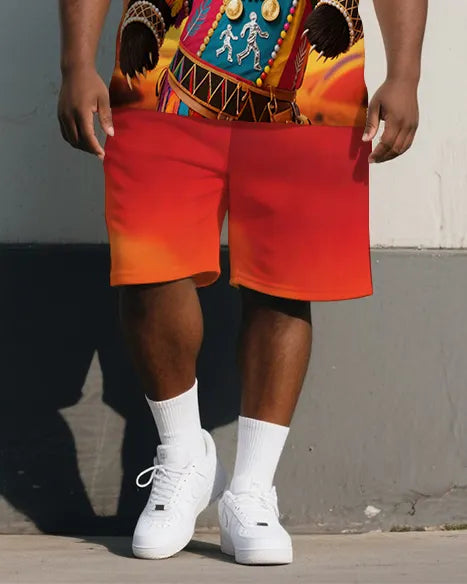 Big & Tall Gradient Polo Shorts Set for big men view 3