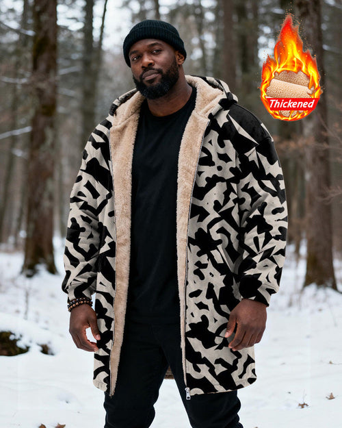 Big & Tall Black White Geometric Hoodie for big men view 1
