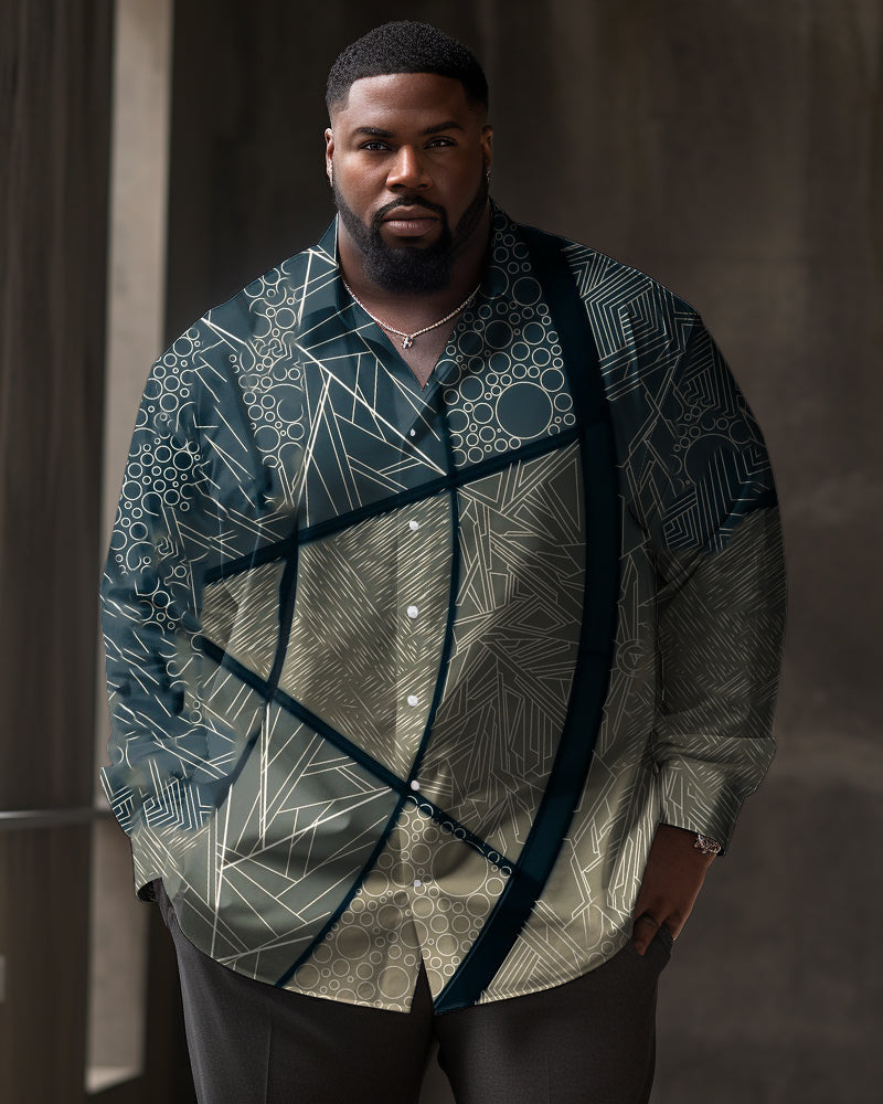 Big & Tall Striped Shirt Pants Set for big men