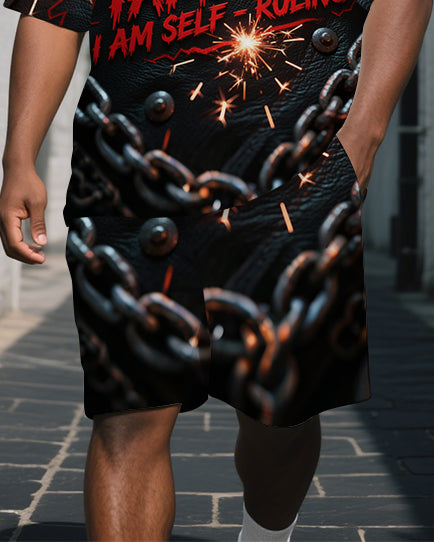 Big & Tall Graphic Polo Shorts Set for big men view 3